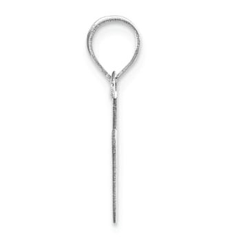 Rhodium Over 14k White Gold Polished Bubble Letter V Initial Pendant