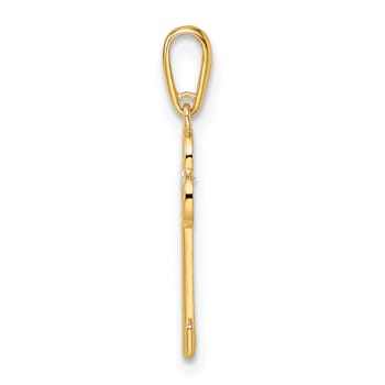 14K Yellow Gold Cubic Zirconia Key Pendant