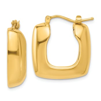 14k Yellow Gold 7/8" Polished Square Hoop Earrings
