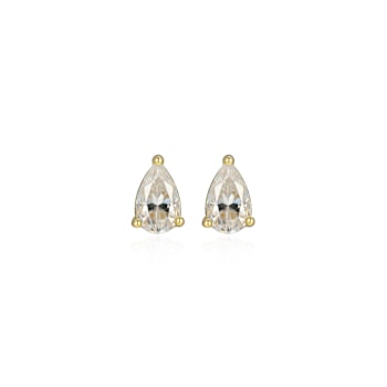 Pear Shape Moissanite 14k Yellow Gold Over Silver Stud Earrings 0.50ctw DEW