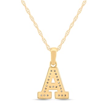 White Diamond Accent 10k Yellow Gold A Initial Pendant With 18” Rope Chain