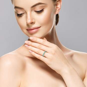 Rachel Zoe Lab-Created Turquoise Eternity Band Ring in 14K Gold Over
Sterling Silver