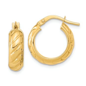 14k Yellow Gold Polished 11/16" Fancy Hoop Earrings