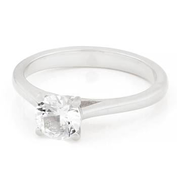 Lab-Created White Sapphire Solitaire Ring In Sterling Silver 1.01ct