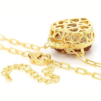 Champagne Quartz Heart And White Zircon Toggle Necklace In 18K Gold Over
Sterling Silver 10.06ctw