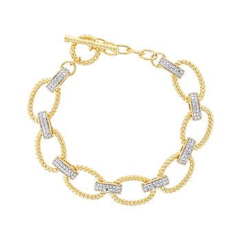 Diamond Station Link Bracelet With Rope Design