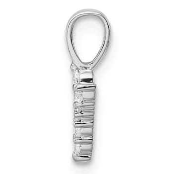Rhodium Over 14K White Gold Lab Grown Diamond Letter Y Initial Pendant