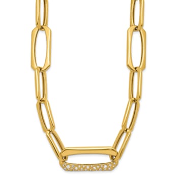 18K Yellow Gold Diamond Polished Fancy Link 18 Inch Necklace