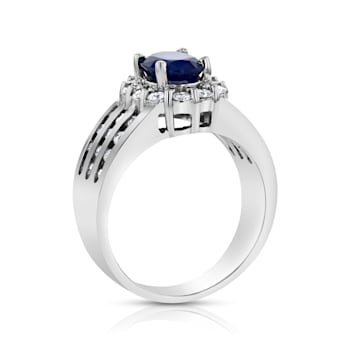 2.00ctw Sapphire and Diamonds Ring in 14k White Gold