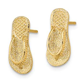 14k Yellow Gold Textured Large Flip-Flop Stud Earrings