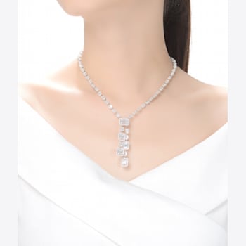 Rhodium Plated over Sterling Silver with Clear Cubic Zirconia Accent
Tongue Buckle Necklace