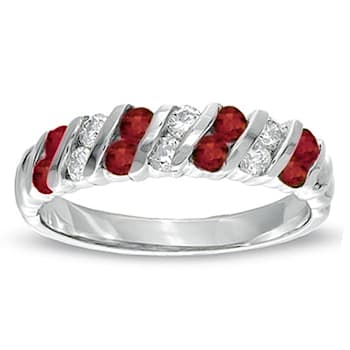 0.80ctw Ruby and Diamond Band Ring in 14k White Gold