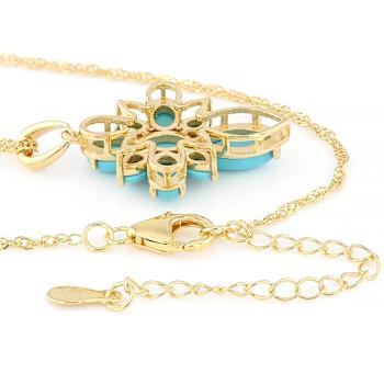 Turquoise Cross Pendant Necklace In 18K Gold Over Sterling Silver