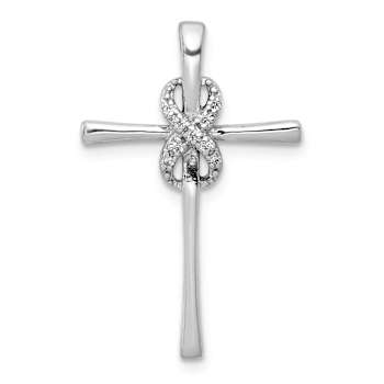 Rhodium Over 14k White Gold Diamond Infinity Cross Chain Slide Pendant