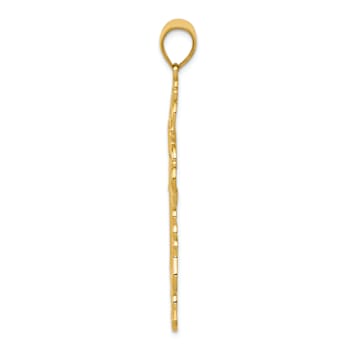 14k Yellow Gold Polished and Textured Fancy Cross Pendant