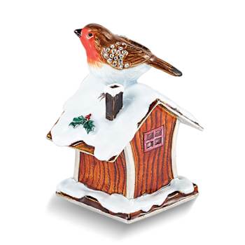 BERTIE Robin on Bird House Trinket Box