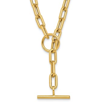 14K Yellow Gold Paperclip 18-inch Toggle Necklace
