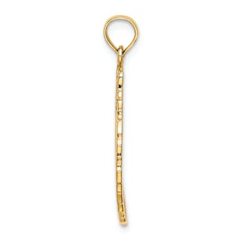 14k Yellow Gold Satin and Polished Christmas Wreath Pendant