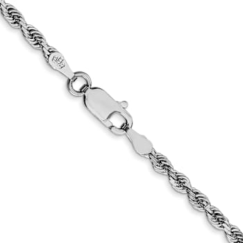 Rhodium Over 14k White Gold 2.75mm Solid Diamond-Cut Quadruple Rope Chain