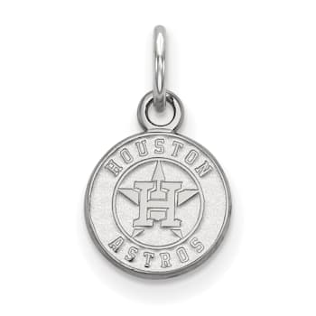 Rhodium Over Sterling Silver MLB Houston Astros LogoArt Circle Pendant