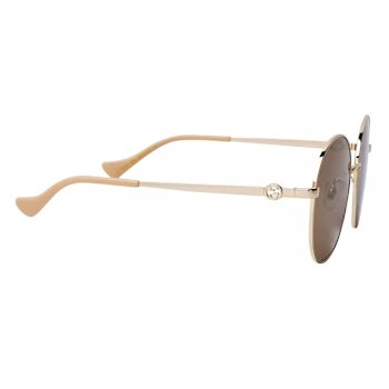 Gucci Gold Tone and Taupe Frame / Brown Lens Sunglasses