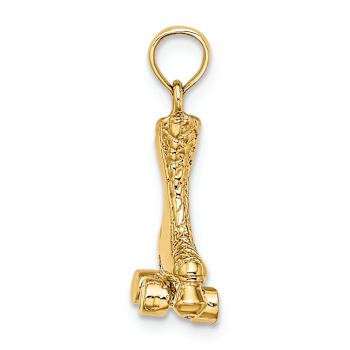 14k Yellow Gold 3D Textured Roller Skate Charm