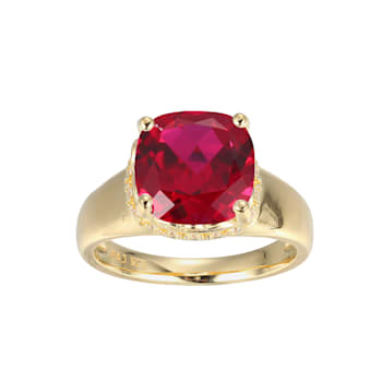Lab Created Ruby And White Cubic Zirconia 18k Yellow Gold Over Silver
July Birthstone Ring 4.42ctw