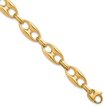 14K Yellow Gold 10mm Anchor Link 7.5 Inch Bracelet