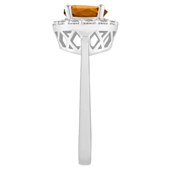 7mm Round Citrine And White Topaz Accents Rhodium Over Sterling Silver
Halo Ring