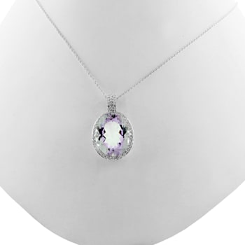 Lavender Amethyst Rhodium Over Sterling Silver Pendant With Chain 16.75ctw