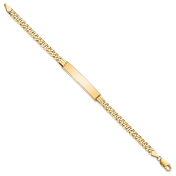 10k Yellow Gold Flat Curb Link ID Bracelet