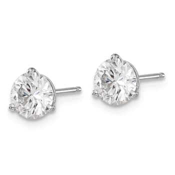 Rhodium Over 14K White Gold 1.5ct. 6.0mm Round J-K Color Moissanite Earrings
