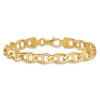 14k Yellow Gold 9mm Hand-Polished Mariner Link Bracelet