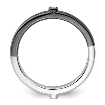 Sterling Silver Stackable Expressions Polished Half White and Black
Diamond Ring 0.044ctw