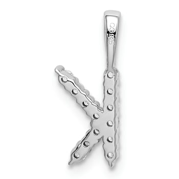 Rhodium Over 14K White Gold Lab Grown Diamond Letter K Initial Pendant