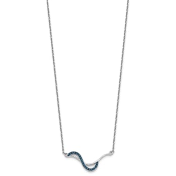 Rhodium Over Sterling Silver Crystal Fashion Wave 16.5 + 1 Inch
Extension Necklace