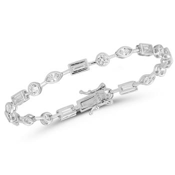 Rachel Zoe Mixed Shape Bezel Set CZ Tennis Bracelet in Rhodium Over
Sterling Silver