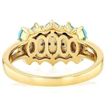 Sleeping Beauty Turquoise And Pearl Ring In 18K Gold Over Sterling Silver