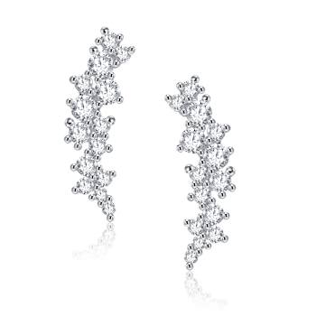 CZ Cluster Stud Earrings In Sterling Silver