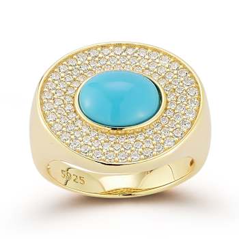 Rachel Zoe Lab-Created Turquoise Signet Ring in 14K Gold Over Sterling Silver
