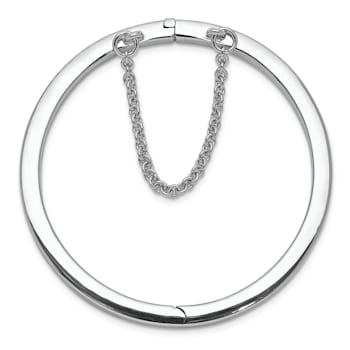 Rhodium Over Sterling Silver Polished 4mm with Safety Hinged Children's Bangle