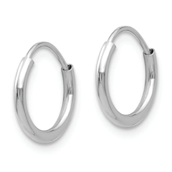 Rhodium Over 14K White Gold Endless Hoop 3 Pair Earring Set