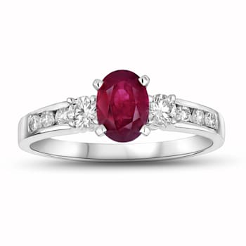 1.40ctw Ruby and Diamond Engagement Ring in 14k White Gold