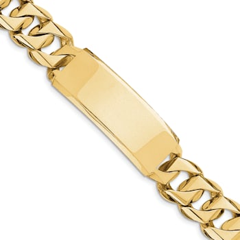 14k Yellow Gold Hand-polished Heavy Curb Link ID Bracelet