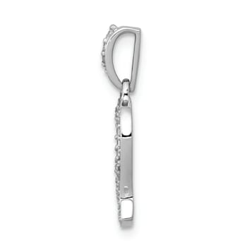Rhodium Over 14K White Gold Diamond Leo Zodiac Pendant
