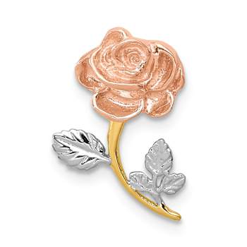 14k Yellow Gold and 14k Rose Gold with Rhodium Over 14k Yellow Gold Rose
Chain Slide Pendant