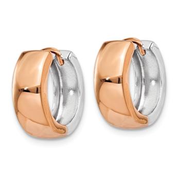 14k Two-tone 3/8" Hinged Hoop Earrings