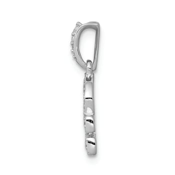 Rhodium Over 14K White Gold Diamond Libra Zodiac Pendant