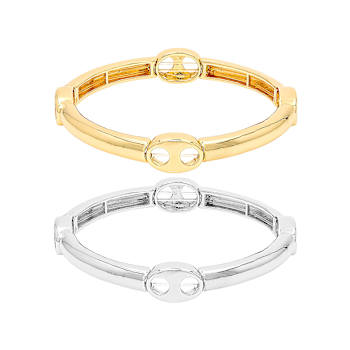 Mixed-Metal Mariner Station Stretch Bracelet Set Of 2