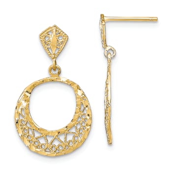 14K Yellow Gold Diamond-Cut Fancy Dangle Earrings